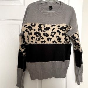 Shein Leopard Color Block Sweater